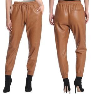 Bagatelle Collection Cognac Faux Leather Jogger Pants
